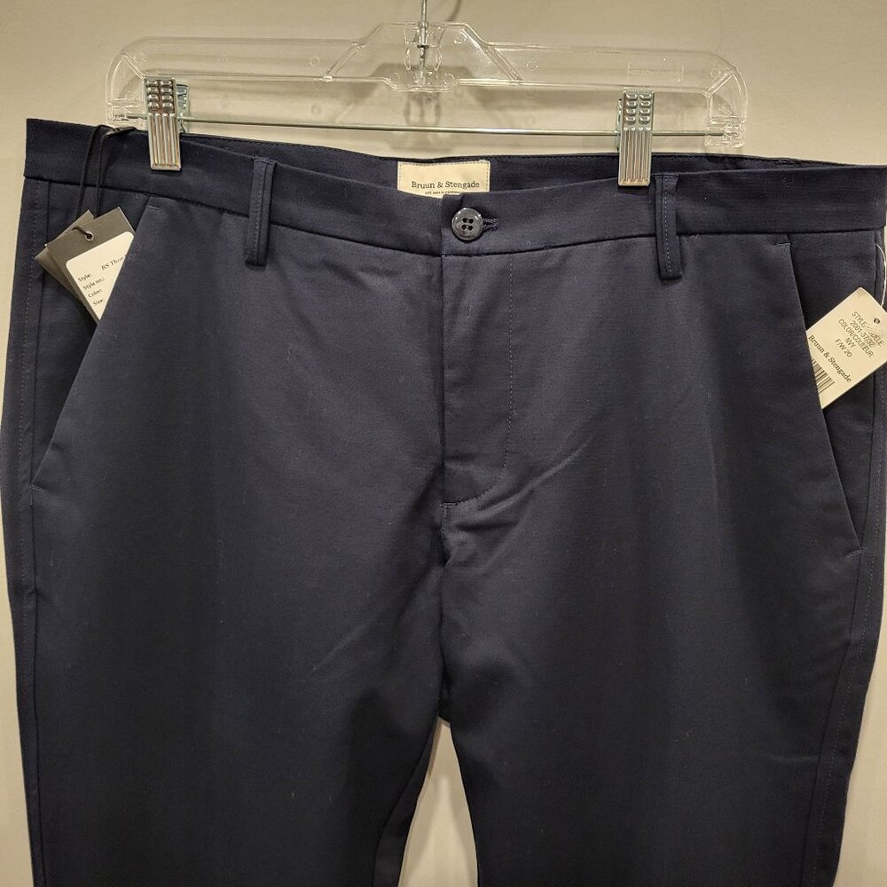 Bruun and Stengade Cotton Spandex Navy Chino Men's Pants Size 36